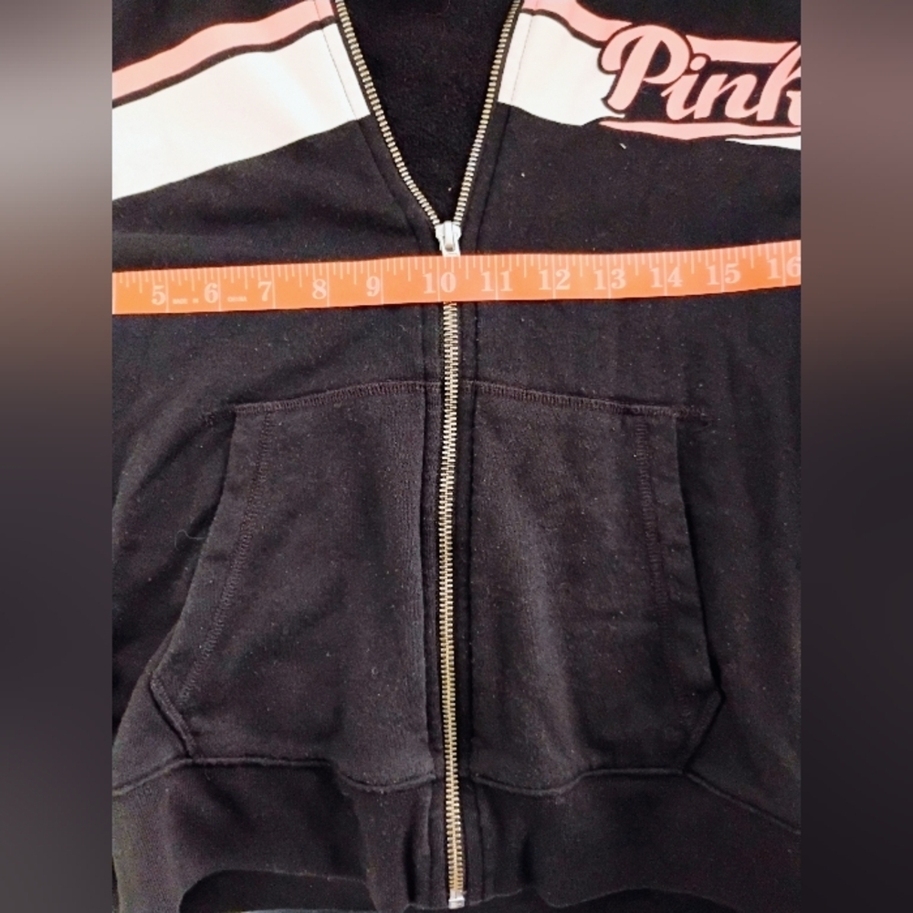 PINK Victoria's Secret Full Zip Hoodie Black Size Medium - Picture 6 of 11